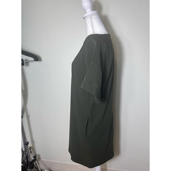 Vince Olive Green Short Sleeve Shift Mini Dress Sz XS - Picture 2 of 4